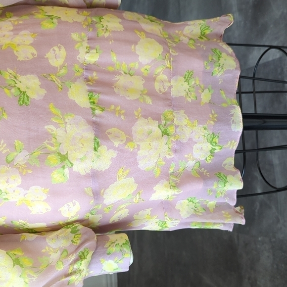 Fletch Farrah Floral Off Shoulder Cut Out Dress Tan Yellow XS resort bohemian - Picture 5 of 10